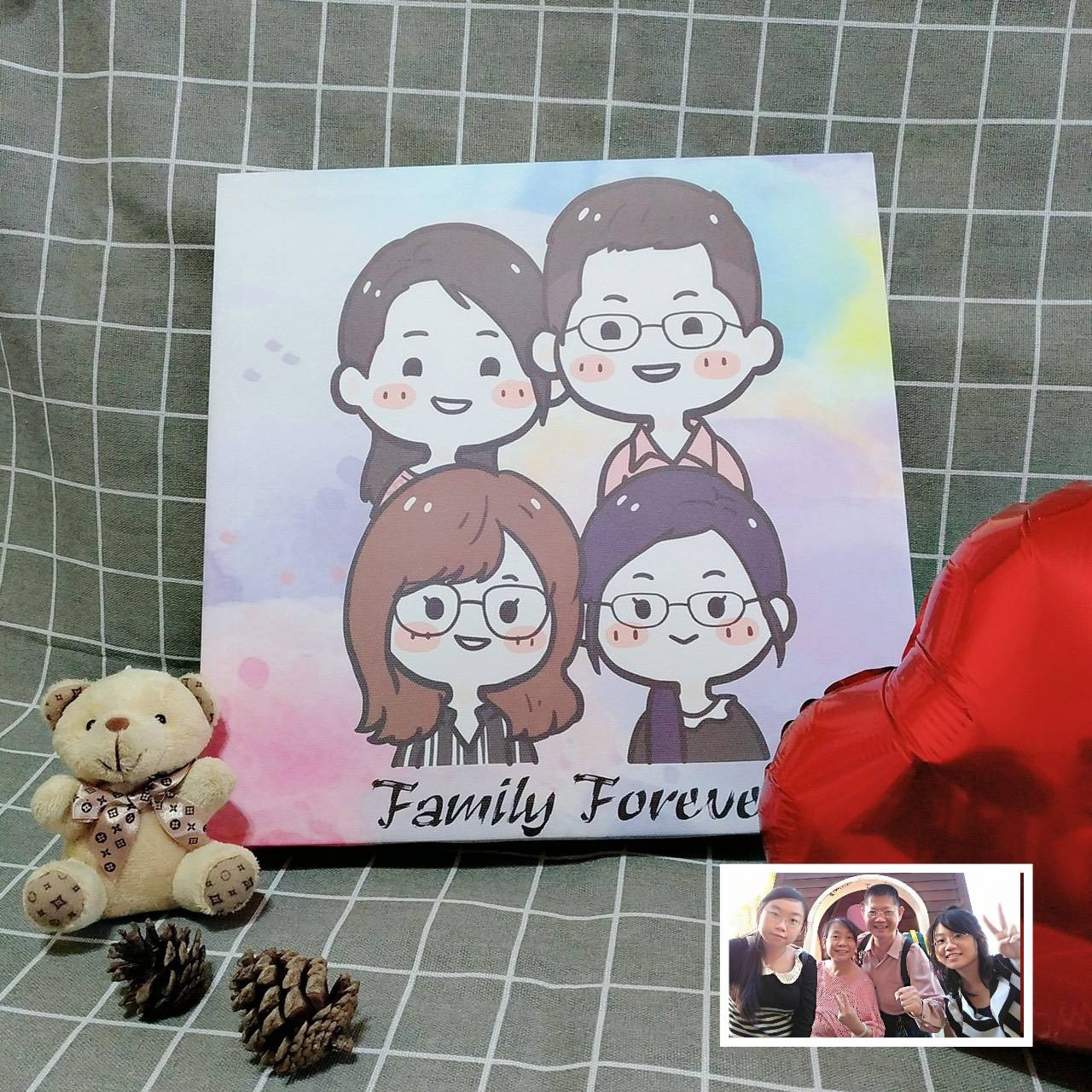 全家福手繪無框畫 | 留住美好時光 - MiniGarden 客製紀念